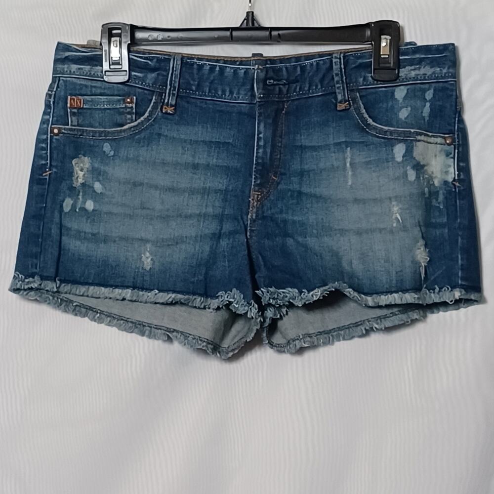 A/X ARMANI EXCHANGE Dark Wash Distress Denim Jeans Shorts. 8